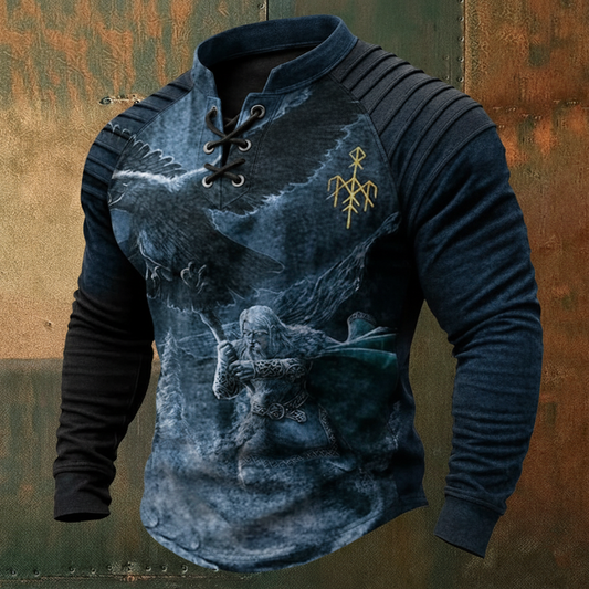 Nordic Warrior Viking Golden Runes Totem 3D Print Casual Long-Sleeve Shirt