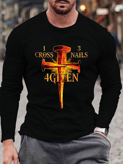 1 Cross 3 Nails 4 Given Cotton Long Sleeve T-Shirt