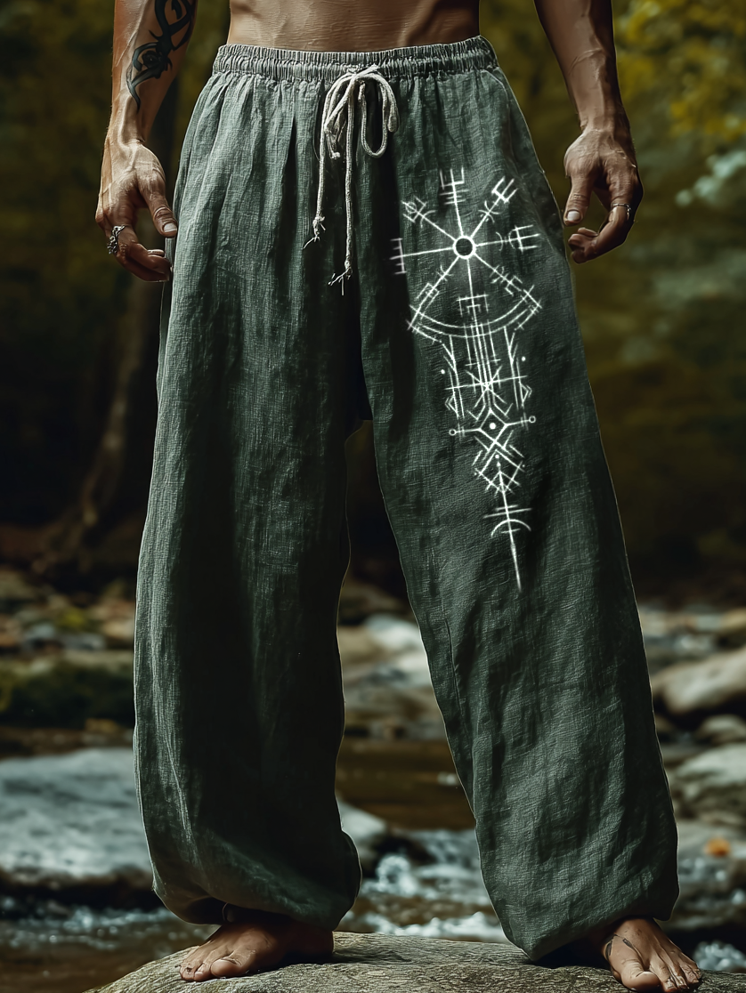 Men's Viking Holiday Rune Totem Nordic Casual Linen Pants