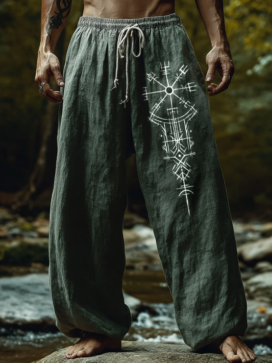 Men's Viking Holiday Rune Totem Nordic Casual Linen Pants