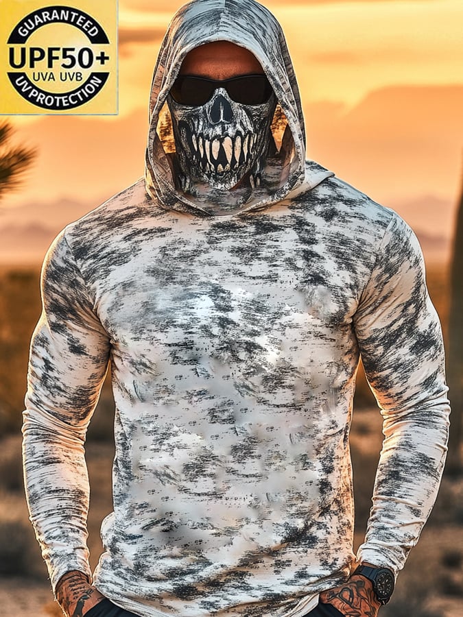 Men's Outdoor Sun Protection Breathable Cool Hooded Sun Protection Long Sleeve Top