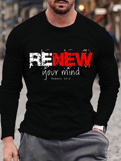 Renew Your Mind Romans 12:2 Christian Cotton Long Sleeve T-Shirt