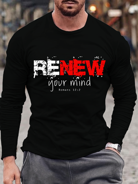 Renew Your Mind Romans 12:2 Christian Cotton Long Sleeve T-Shirt