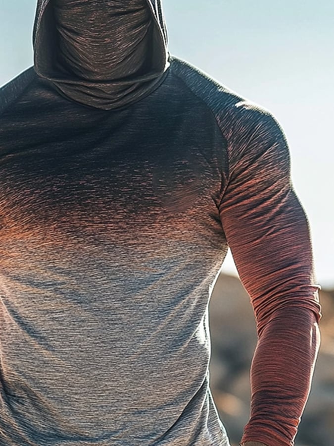 Men's Outdoor Sun Protection Breathable Cool Hooded Sun Protection Long Sleeve Top