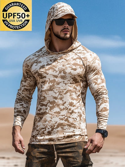 Men's Outdoor Sun Protection Cool Hooded Sun Protection Long Sleeve Top