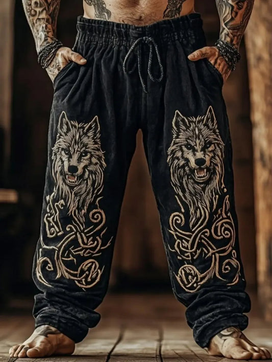 Men's Viking Tribal Celtic Wolf Vintage Knot Casual Pants
