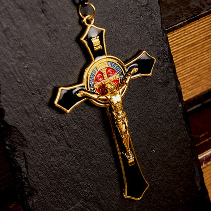 Classic Style RedBlue Crafted Crucifix Big Size Pendant Necklace