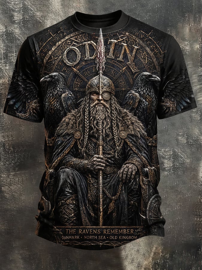 Men's Vintage Viking-Print T-Shirt