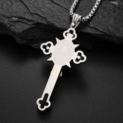 St. Benedict Symbol Crucifix Necklace