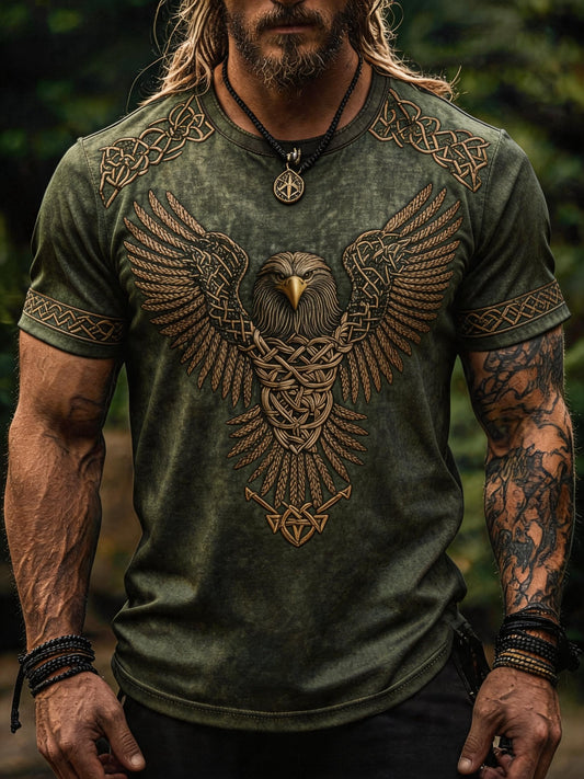 Men's Vintage Viking Print Short-Sleeve T-Shirt