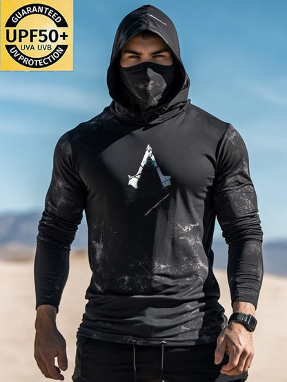 Men's Outdoor Sun Protection Breathable Cool Mask Hooded Sun Protection Long-Sleeved Top