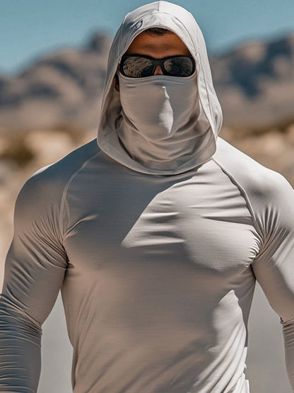 Men's Outdoor Sun Protection Breathable Cool Hooded Sun Protection Long Sleeve Top