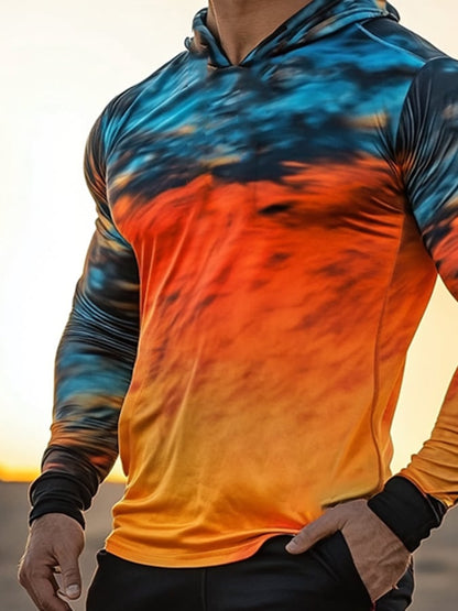 Men's Outdoor Sun Protection Cool Hooded Sun Protection Long Sleeve Top