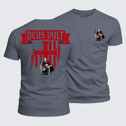 Luxe Mercerized Cotton Tee - Templar Knight Crusader Deus Vult
