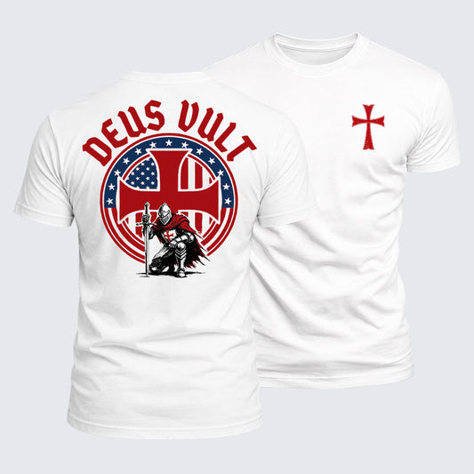 Luxe Mercerized Cotton Tee - Templar Knight Crusader Deus Vult