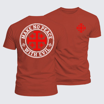 Luxe Mercerized Cotton Tee - Make No Peace with Evil Knight Templar Jerusalem Cross