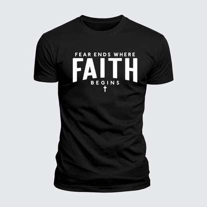Luxe Mercerized Cotton Tee - Fear Ends Where Faith Begins