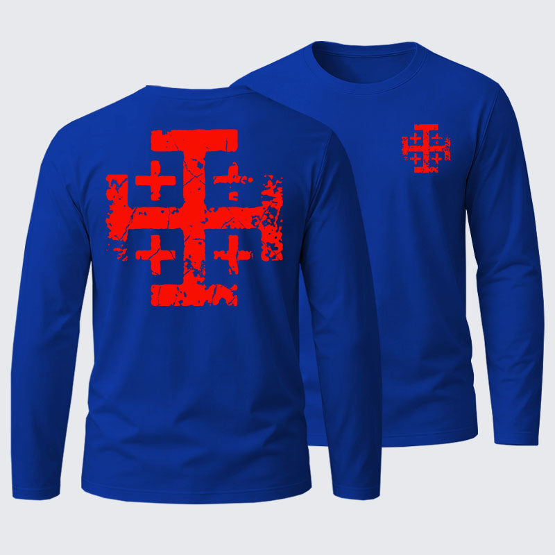 Knights Templar Jerusalem Cross Cotton Long Sleeve T-Shirt