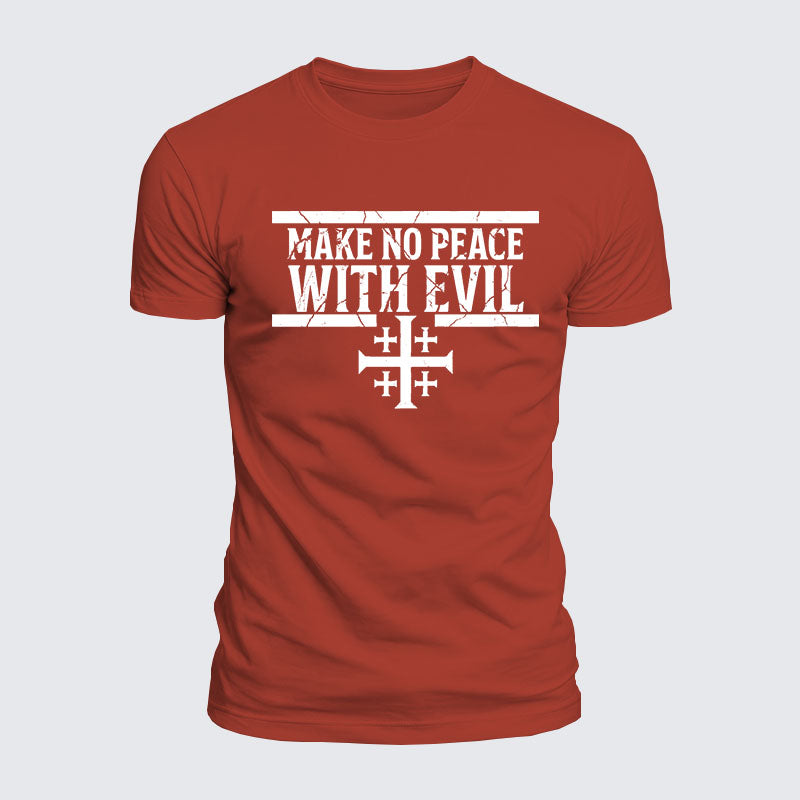 Luxe Mercerized Cotton Tee -  Make No Peace with Evil Knight Templar Jerusalem Cross