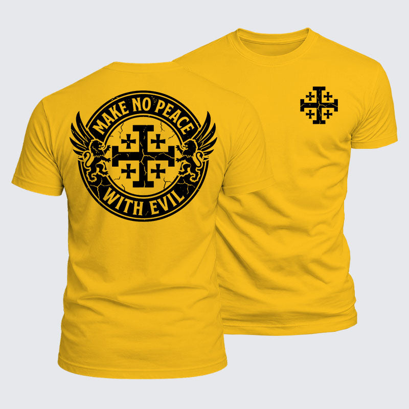 Luxe Mercerized Cotton Tee -  Make No Peace with Evil Knight Templar Jerusalem Cross