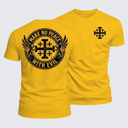 Luxe Mercerized Cotton Tee -  Make No Peace with Evil Knight Templar Jerusalem Cross
