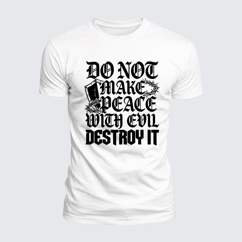 Luxe Mercerized Cotton Tee -  Make No Peace with Evil Knight Templar Jerusalem Cross