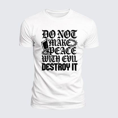 Luxe Mercerized Cotton Tee -  Make No Peace with Evil Knight Templar Jerusalem Cross