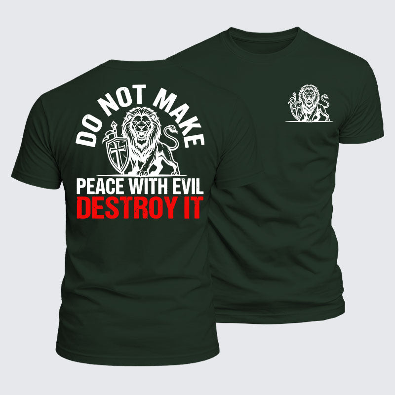 Luxe Mercerized Cotton Tee -  Make No Peace with Evil Knight Templar Jerusalem Cross