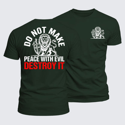 Luxe Mercerized Cotton Tee -  Make No Peace with Evil Knight Templar Jerusalem Cross