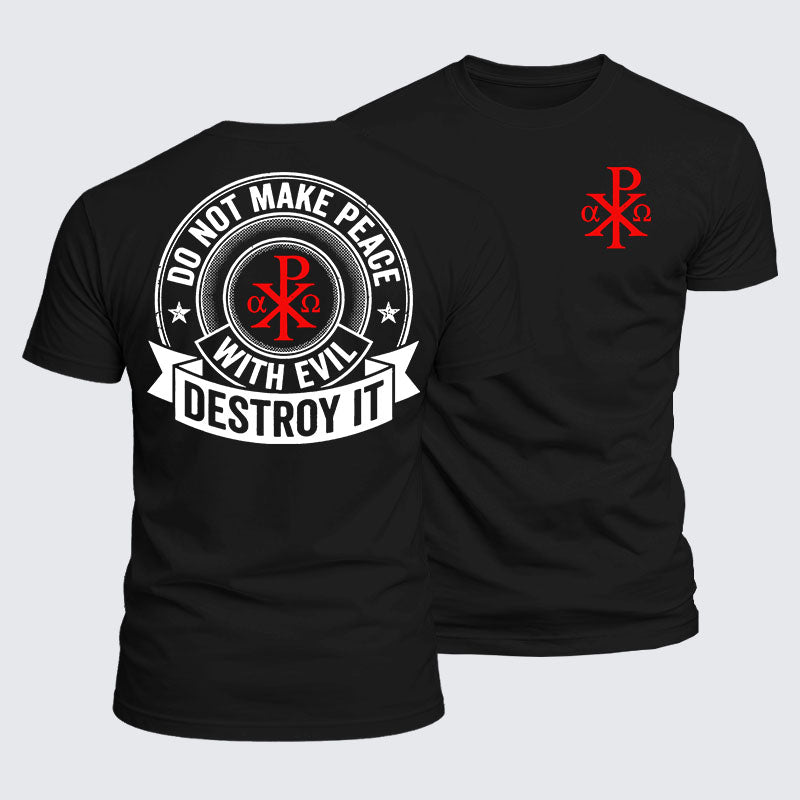 Luxe Mercerized Cotton Tee -  Make No Peace with Evil Knight Templar Jerusalem Cross