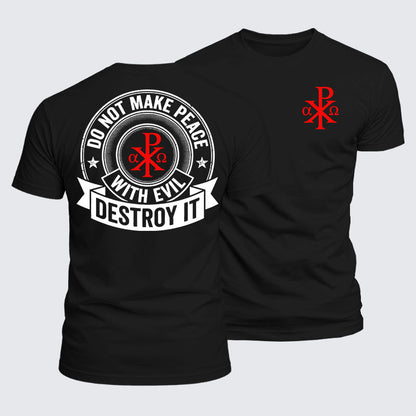 Luxe Mercerized Cotton Tee -  Make No Peace with Evil Knight Templar Jerusalem Cross