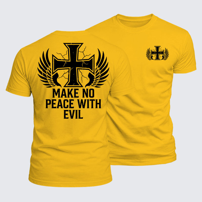 Luxe Mercerized Cotton Tee - Make No Peace with Evil Knight Templar Jerusalem Cross