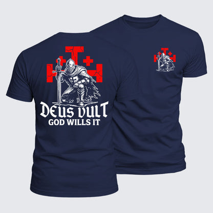 Luxe Mercerized Cotton Tee - Knights Templar Deus Vult Jerusalem Cross