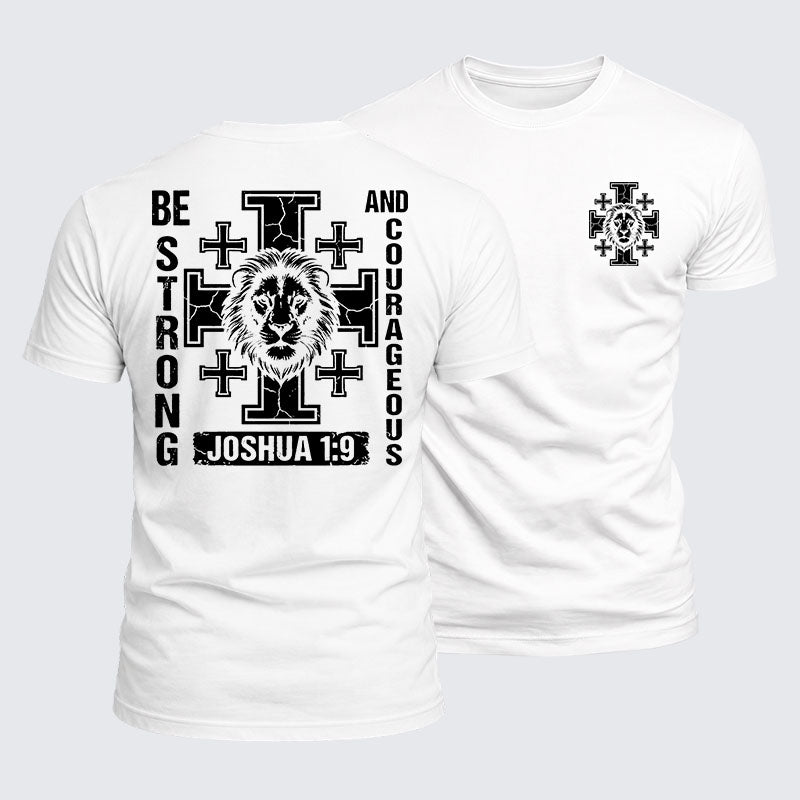 Luxe Mercerized Cotton Tee - Be Strong And Courageous Lion Joshua 1:9