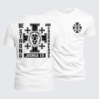 Luxe Mercerized Cotton Tee - Be Strong And Courageous Lion Joshua 1:9