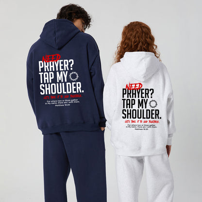 Need Prayer Tap My Shoulder Christian Premium Fleece Hoodie Set