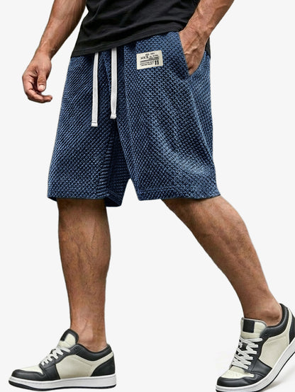 Men's Casual Loose Shorts Textured Embroidered Logo Everyday Wear