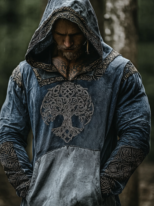 Viking Style Inspired Tree Of Life Totem Two-Tone 3D Printed Unisex Casual Hoodie