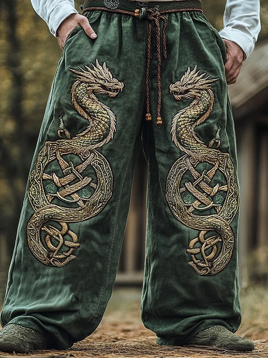 Men's Viking Mythical Vintage Graphics Dragon Sweatpants