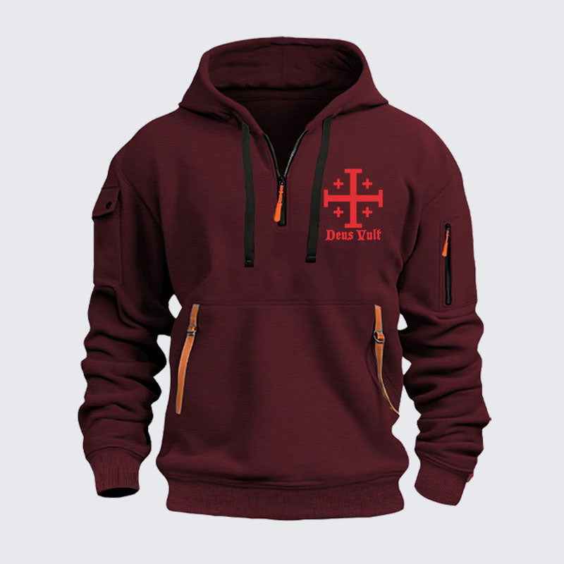 Zipper Hoodies - Jerusalem Cross Deus Vult