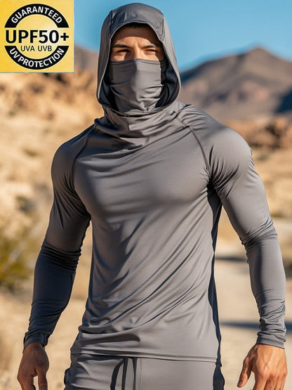 Men's Outdoor Sun Protection Breathable Cool Hooded Sun Protection Long Sleeve Top