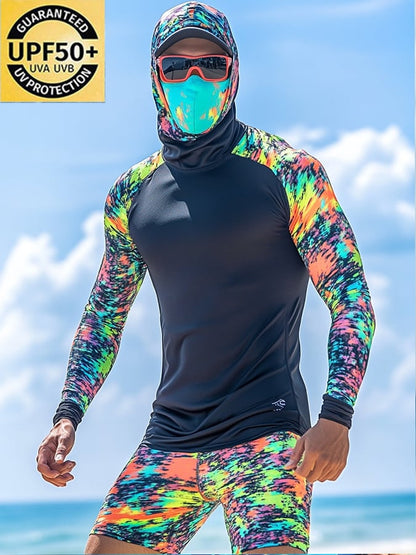 Men's Outdoor Sun Protection Breathable Cool Hooded Sun Protection Long-Sleeved Top