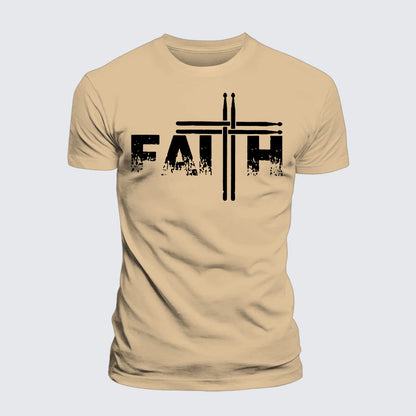 Luxe Mercerized Cotton Tee - Faith Drum Stick Cross