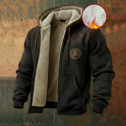 Viking Nordic Style Vegvisir Casual Long-Sleeve Warm Fleece Hoodie