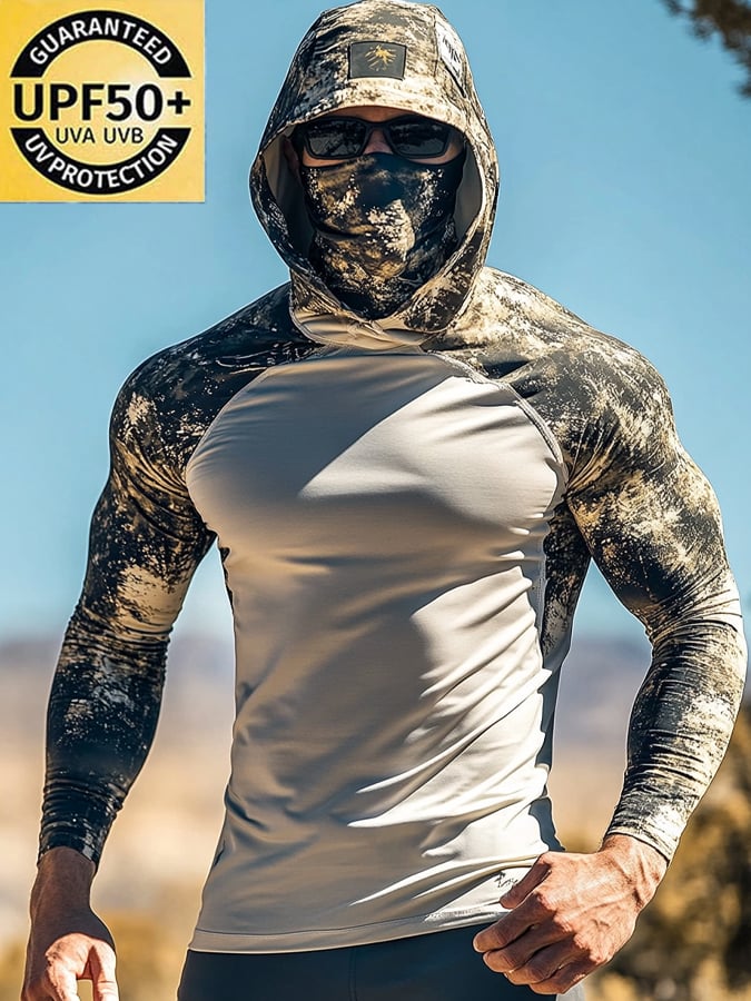 Men's Outdoor Sun Protection Breathable Cool Hooded Sun Protection Long Sleeve Top