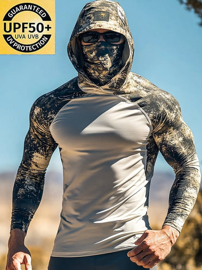 Men's Outdoor Sun Protection Breathable Cool Hooded Sun Protection Long Sleeve Top