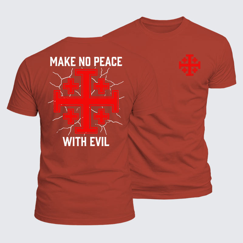 Luxe Mercerized Cotton Tee -  Make No Peace with Evil Knight Templar Jerusalem Cross