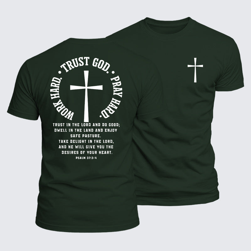 Luxe Mercerized Cotton Tee - Work Hard Trust God Pray Hard