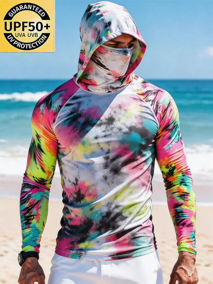 Men's Outdoor Sun Protection Breathable Cool Hooded Sun Protection Long-Sleeved Top