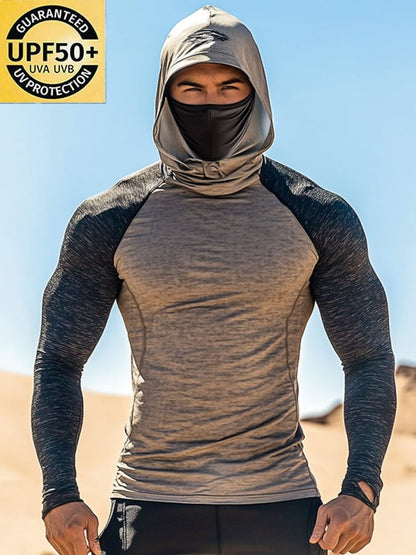 Men's Outdoor Sun Protection Breathable Cool Hooded Sun Protection Long Sleeve Top